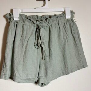 light green medium linen shorts